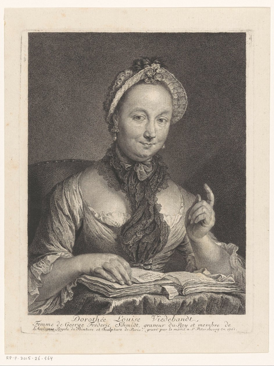 Portrait of Dorothée Louise Viedebandt, Wife of the Artist Georg Friedrich Schmidt (title on object: Dorothée Louise Viedebandt, Femme de George Frederic Schmidt) by Georg Friedrich Schmidt