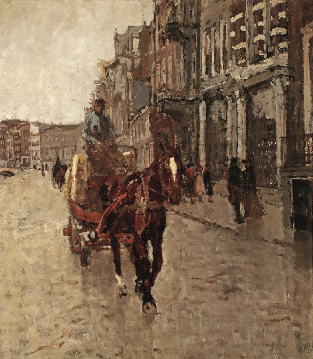 Rokin Westzijde: A Horsedrawn Cart on the Rokin, Amsterdam by Georg Hendrik Breitner