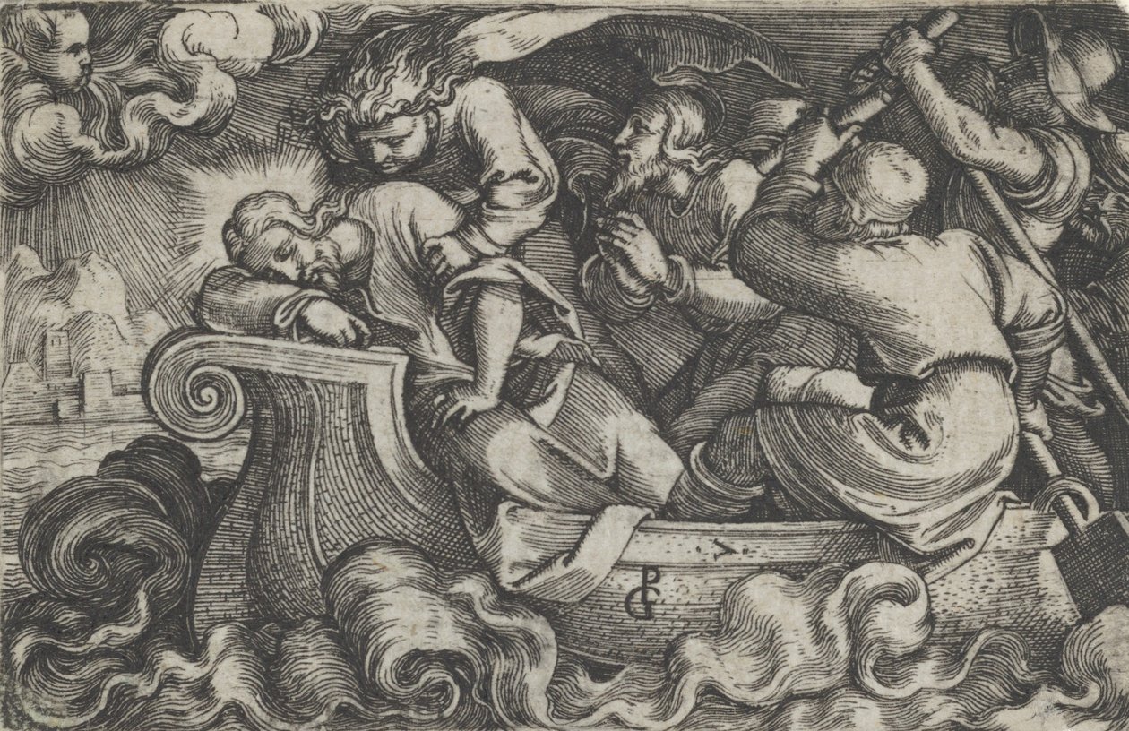 Christ Sleeping During the Storm on Lake Tiberias, from The Story of Christ by Georg Pencz