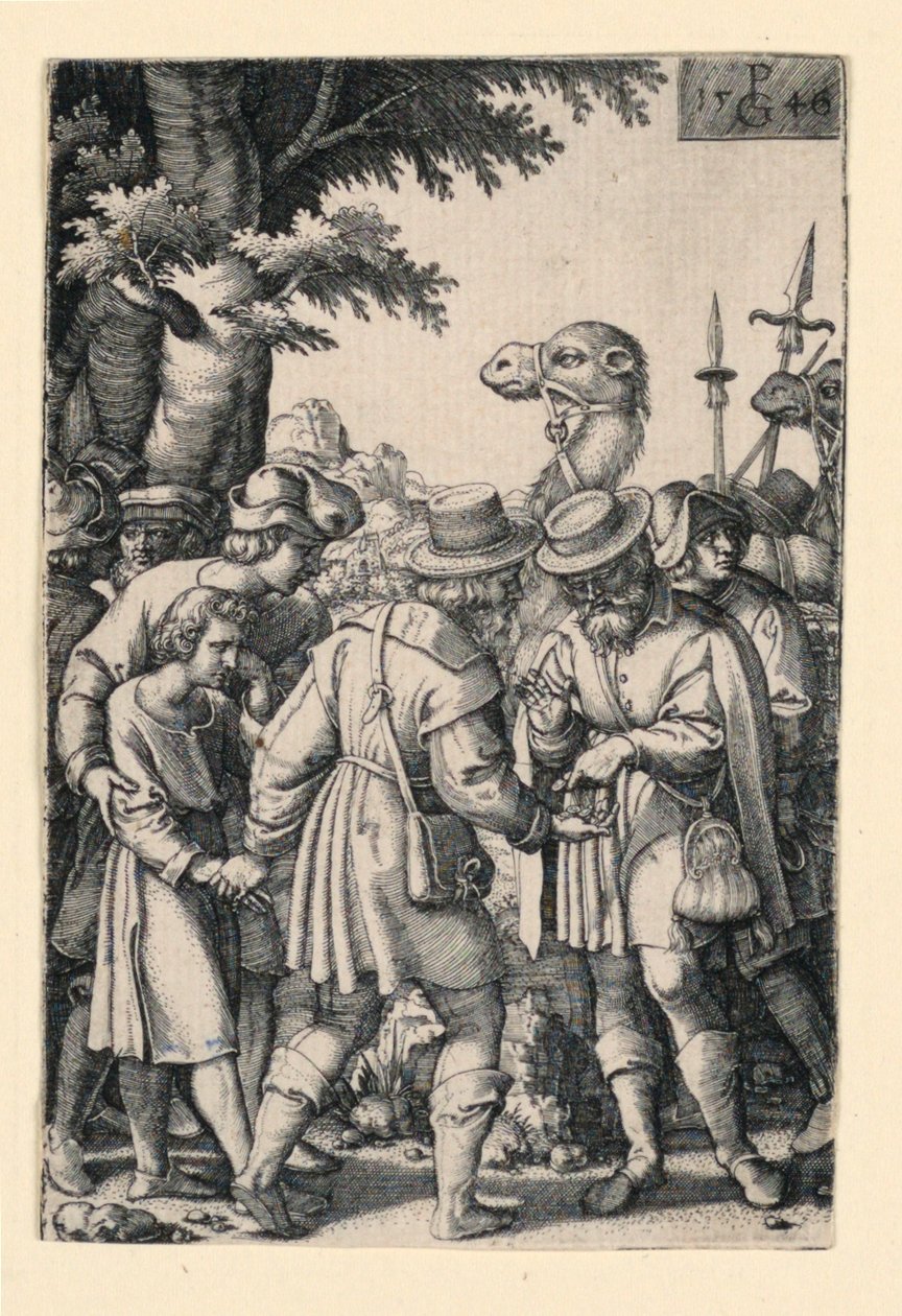 Joseph sold by his brothers, from the Story of Joseph by Georg Pencz