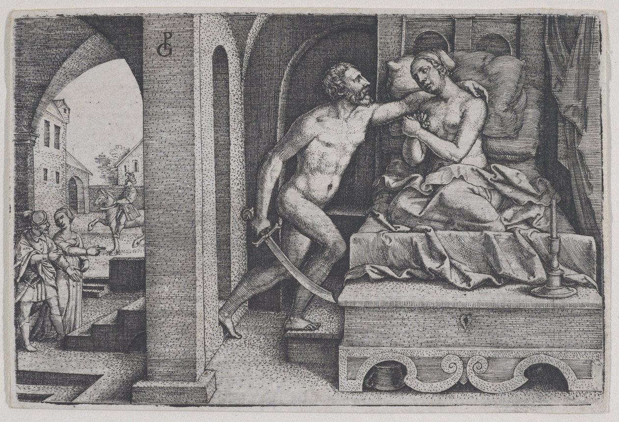 Tarquinius Rapes Lucretia, from Scenes from Roman History by Georg Pencz