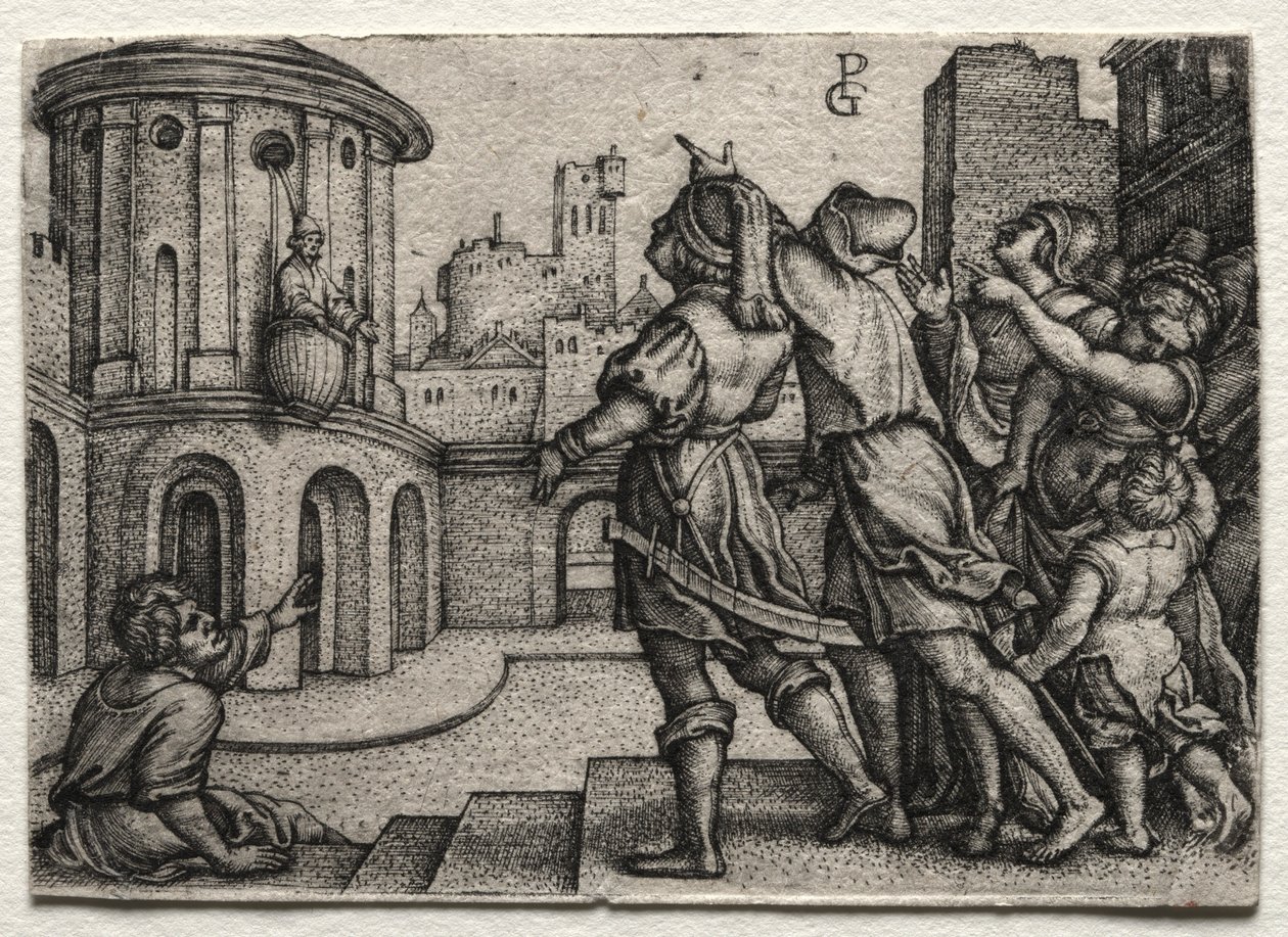 Virgil Hanging in a Basket, c.1541-42 by Georg Pencz