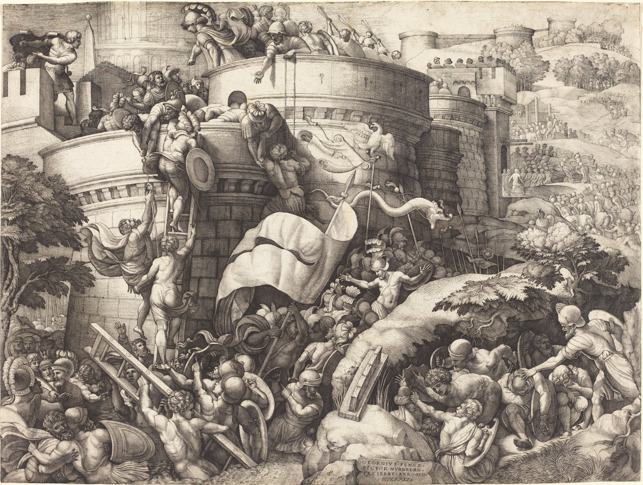 The Taking of Cartagena by Georg Pencz after Giulio Romano