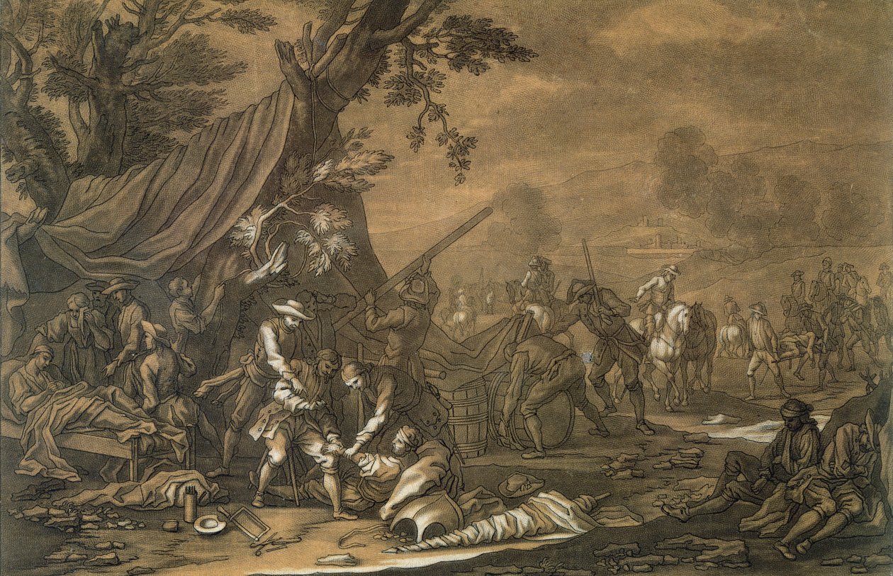 Military Surgeon of the Battlefield during the Spanish War of Succession, engraved by Christian Rugendas by Georg Philipp I Rugendas