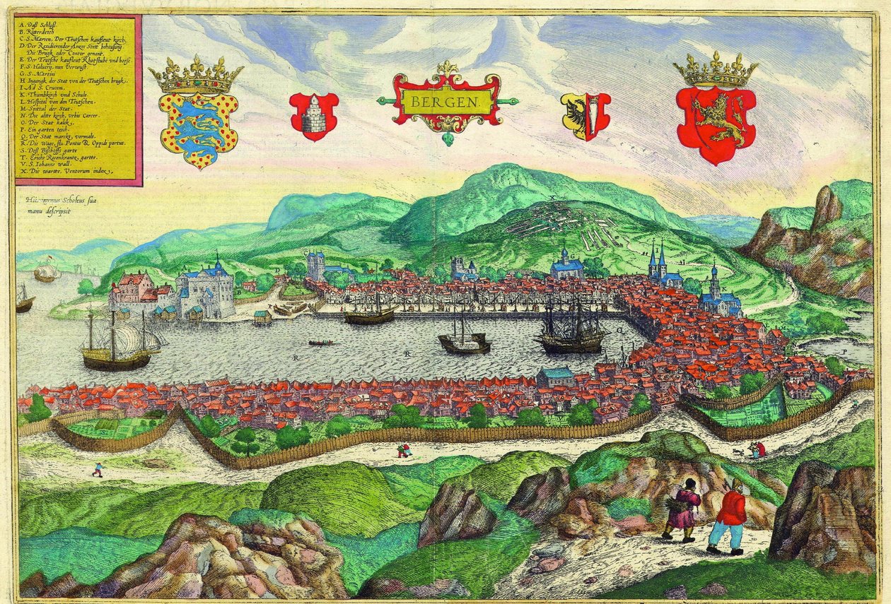 Bergen, Norway by Georg and Hogenberg Franz (1535 90) Braun