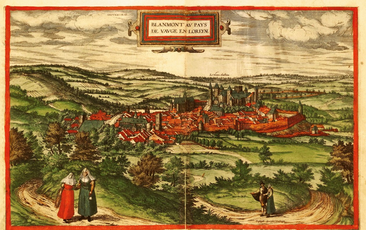 Blamont, Country Town in France by Georg and Hogenberg Franz (1535 90) Braun