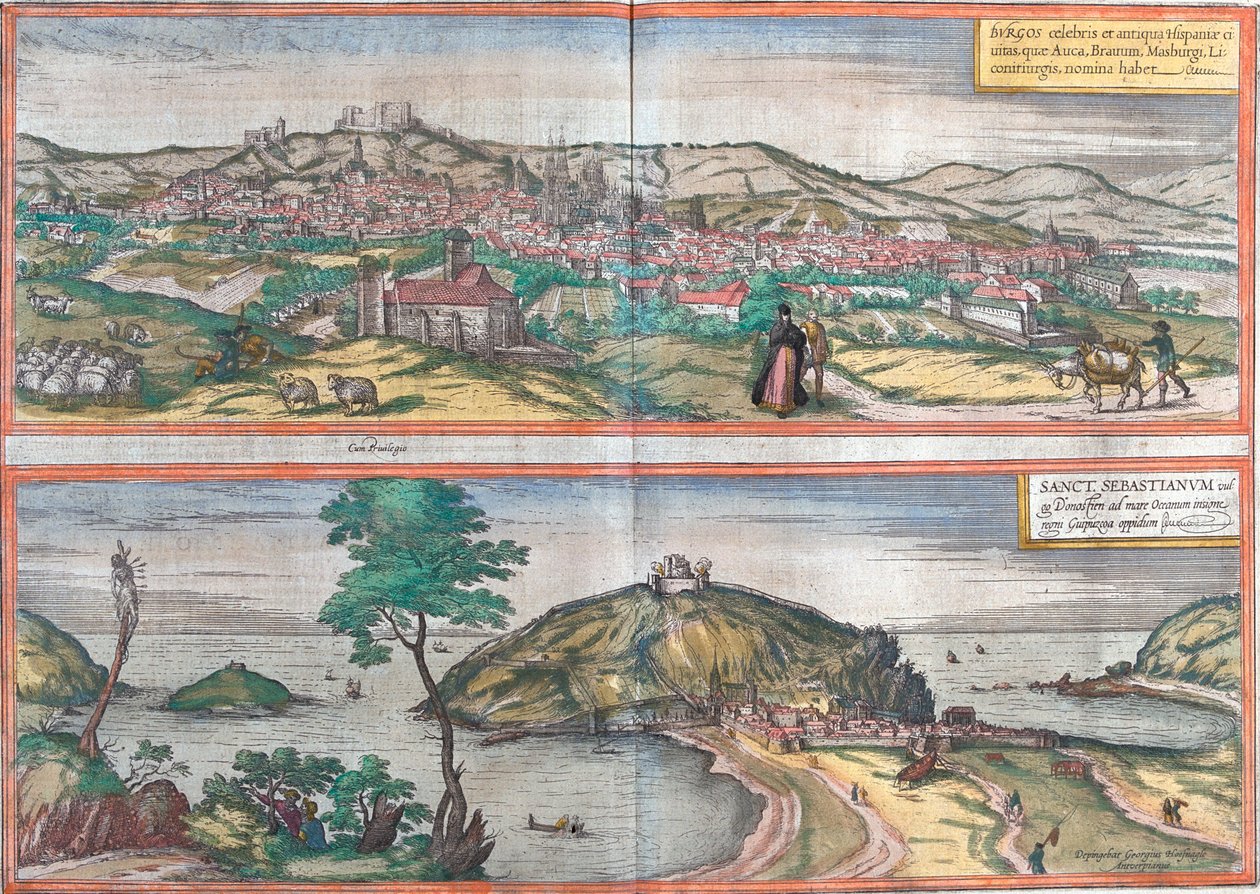 Burgos, San Sebastián, Spain by Georg and Hogenberg Franz (1535 90) Braun