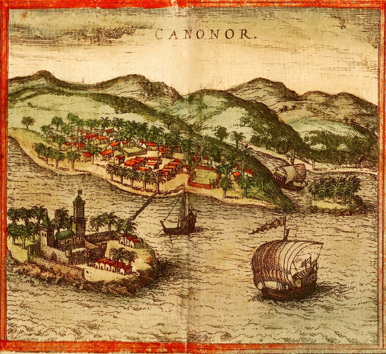 Cannanore, Kannur, India by Georg and Hogenberg Franz (1535 90) Braun