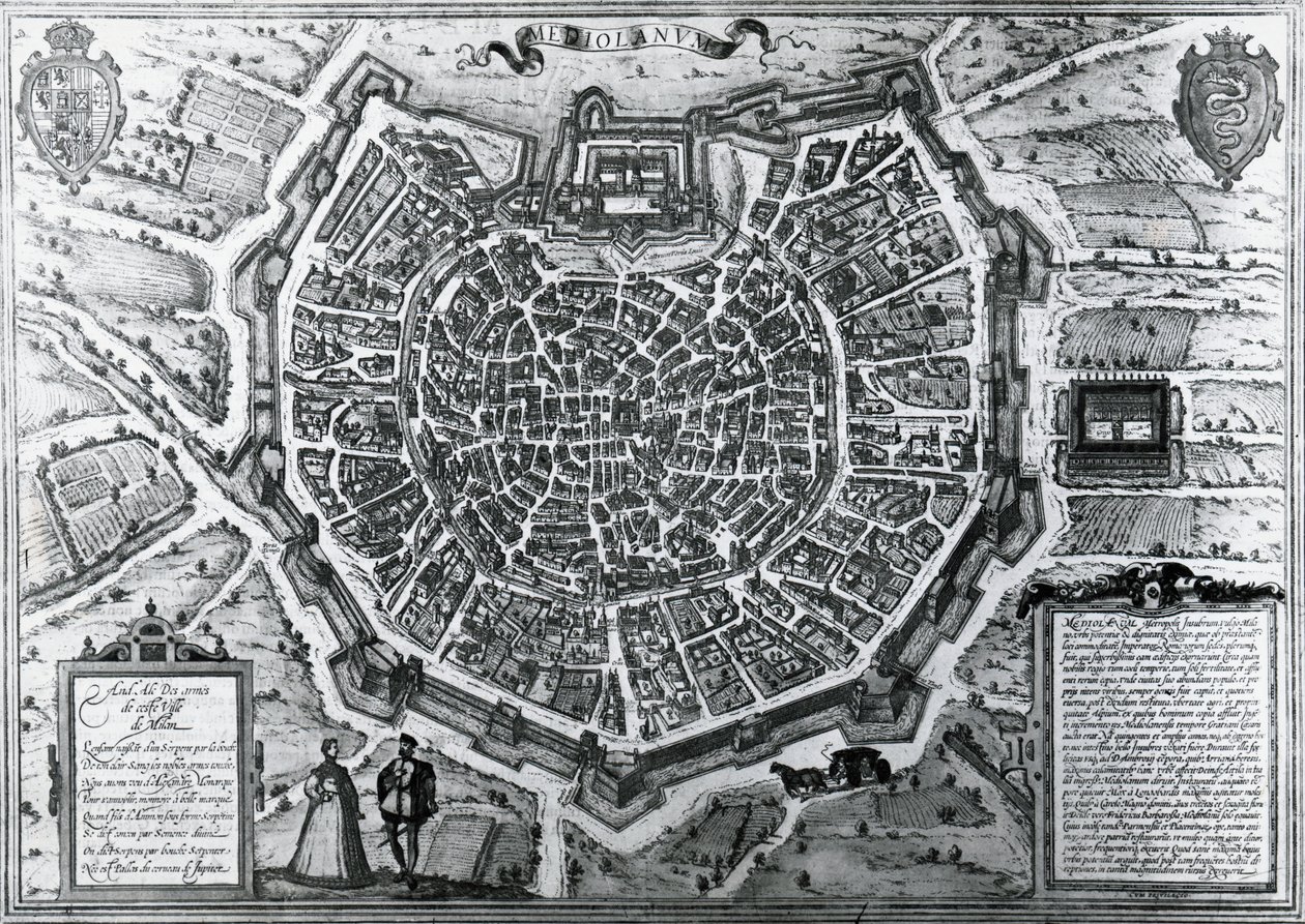City Map of Milan, 1572 by Georg Braun and Hogenberg Franz
