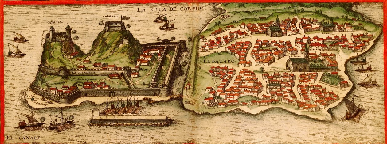 Corfu, Greece by Georg and Hogenberg Franz (1535 90) Braun