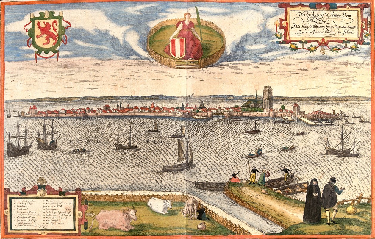 Dordrecht, Netherlands by Georg and Hogenberg Franz (1535 90) Braun