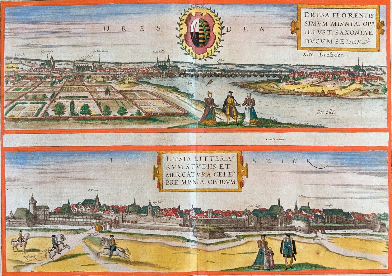 Dresden, Leipzig, Germany by Georg and Hogenberg Franz (1535 90) Braun