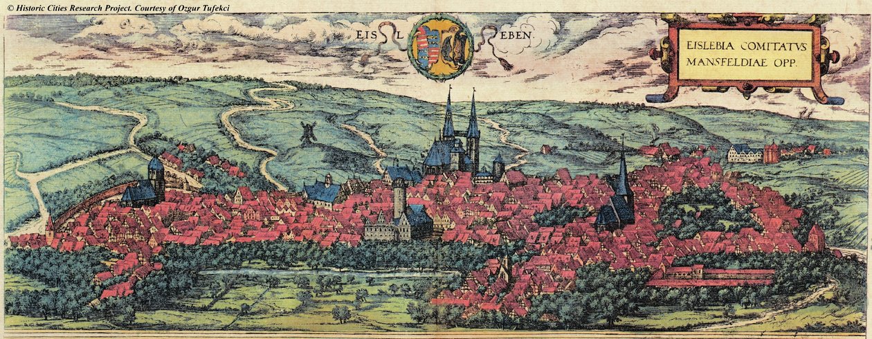 Eisleben in Saxony by Georg and Hogenberg Franz (1535 90) Braun