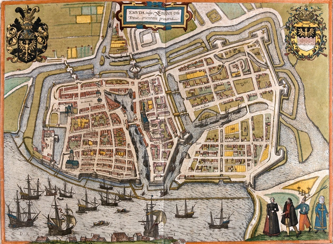 Emden, Germany by Georg and Hogenberg Franz (1535 90) Braun