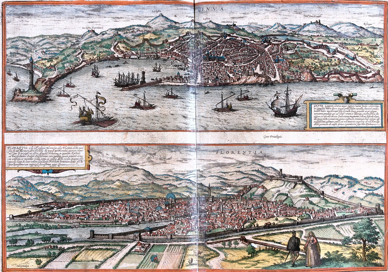 Genoa, Florence, Italy by Georg and Hogenberg Franz (1535 90) Braun