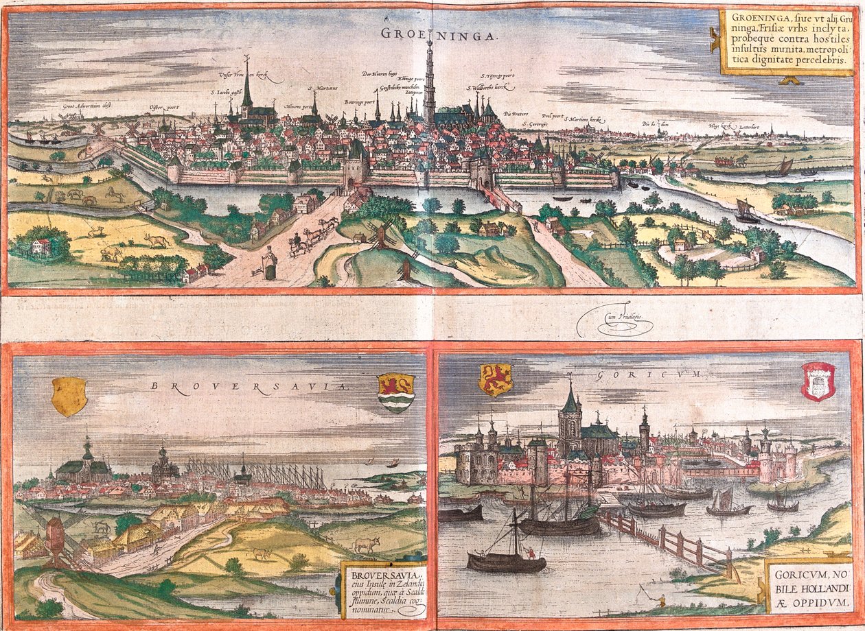 Groningen, Brouwershaven, Gorinchem, Netherlands by Georg and Hogenberg Franz (1535 90) Braun