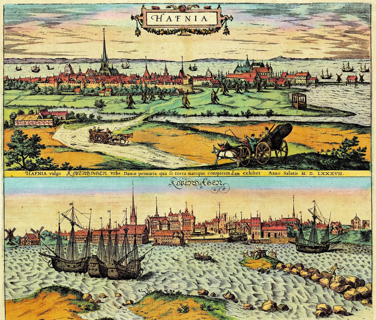 Hafnia/Kobenhavn, Denmark by Georg Braun and Hogenberg Franz