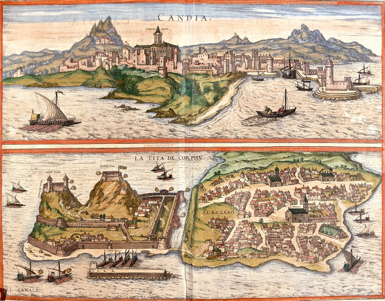 Heraklion, Corfu, Greece by Georg and Hogenberg Franz (1535 90) Braun