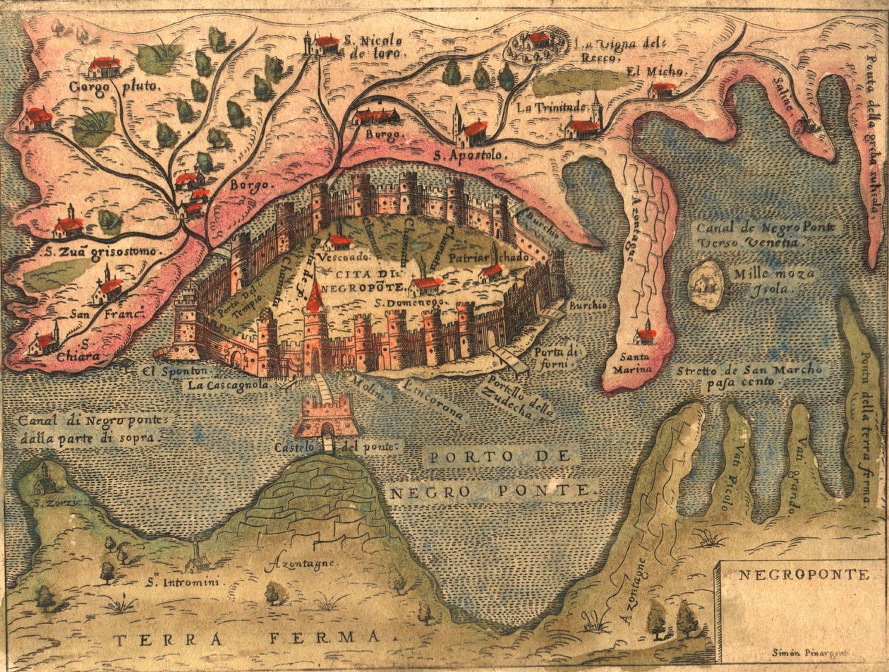 Island, Khalkis, Dalmatia by Georg and Hogenberg Franz (1535 90) Braun