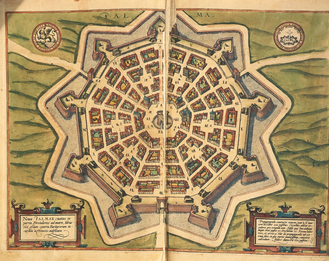 Map of Palmanova, engraving from Civitates Orbis Terrarum by Georg Braun and Hogenberg Franz