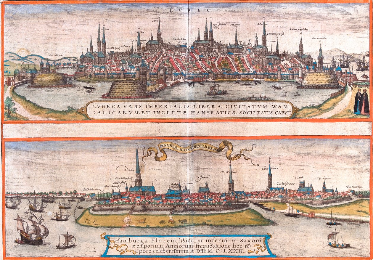 Lübeck, Hamburg, Germany by Georg and Hogenberg Franz (1535 90) Braun