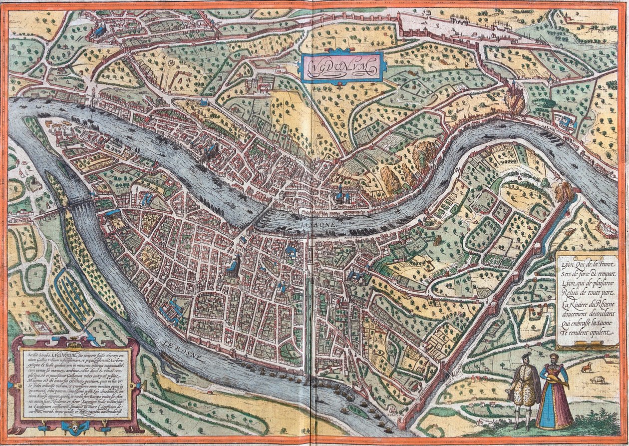 Lyon, France by Georg and Hogenberg Franz (1535 90) Braun