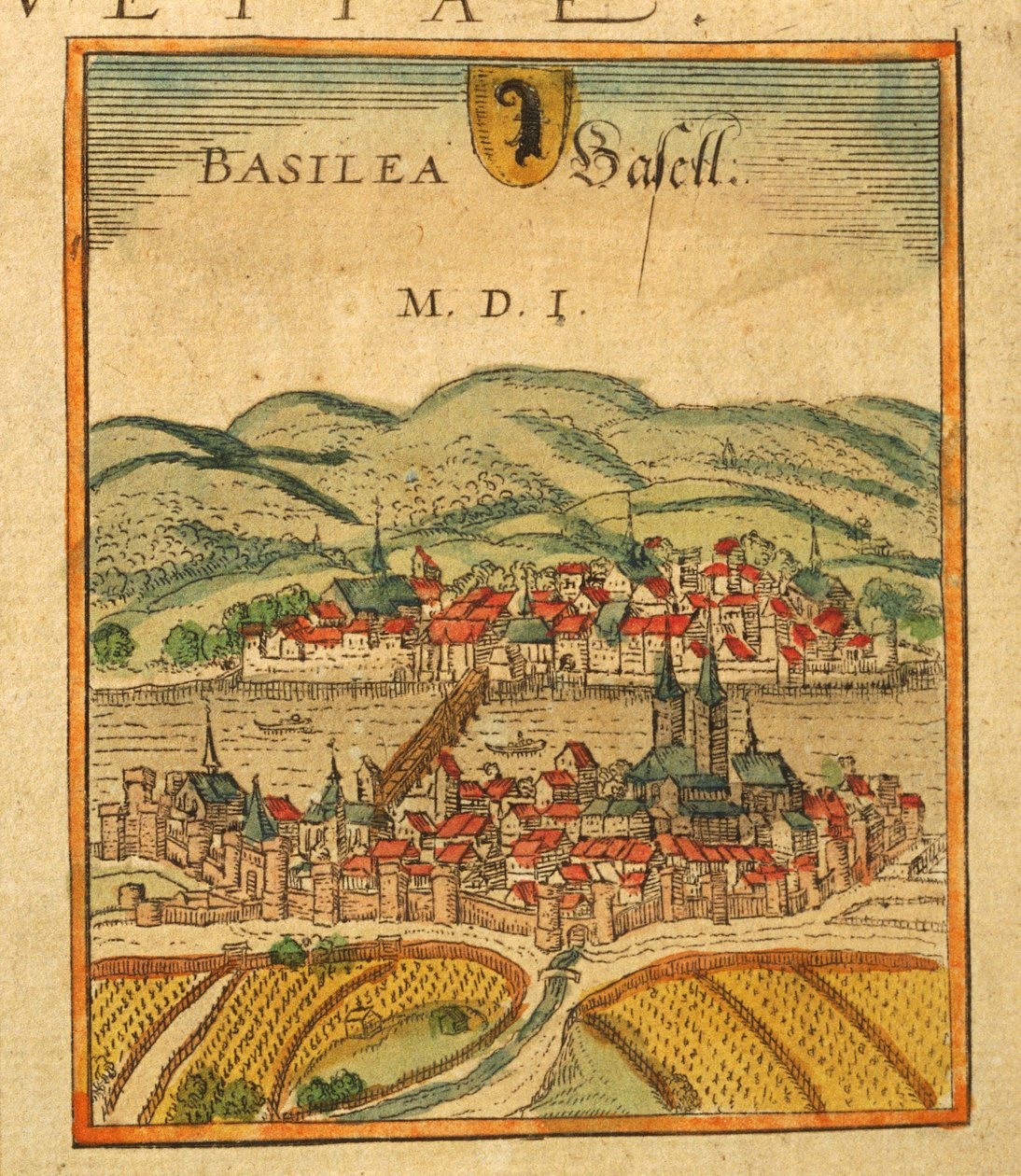 Map of Basel from Civitates Orbis Terrarum by Georg Braun and Hogenberg Franz