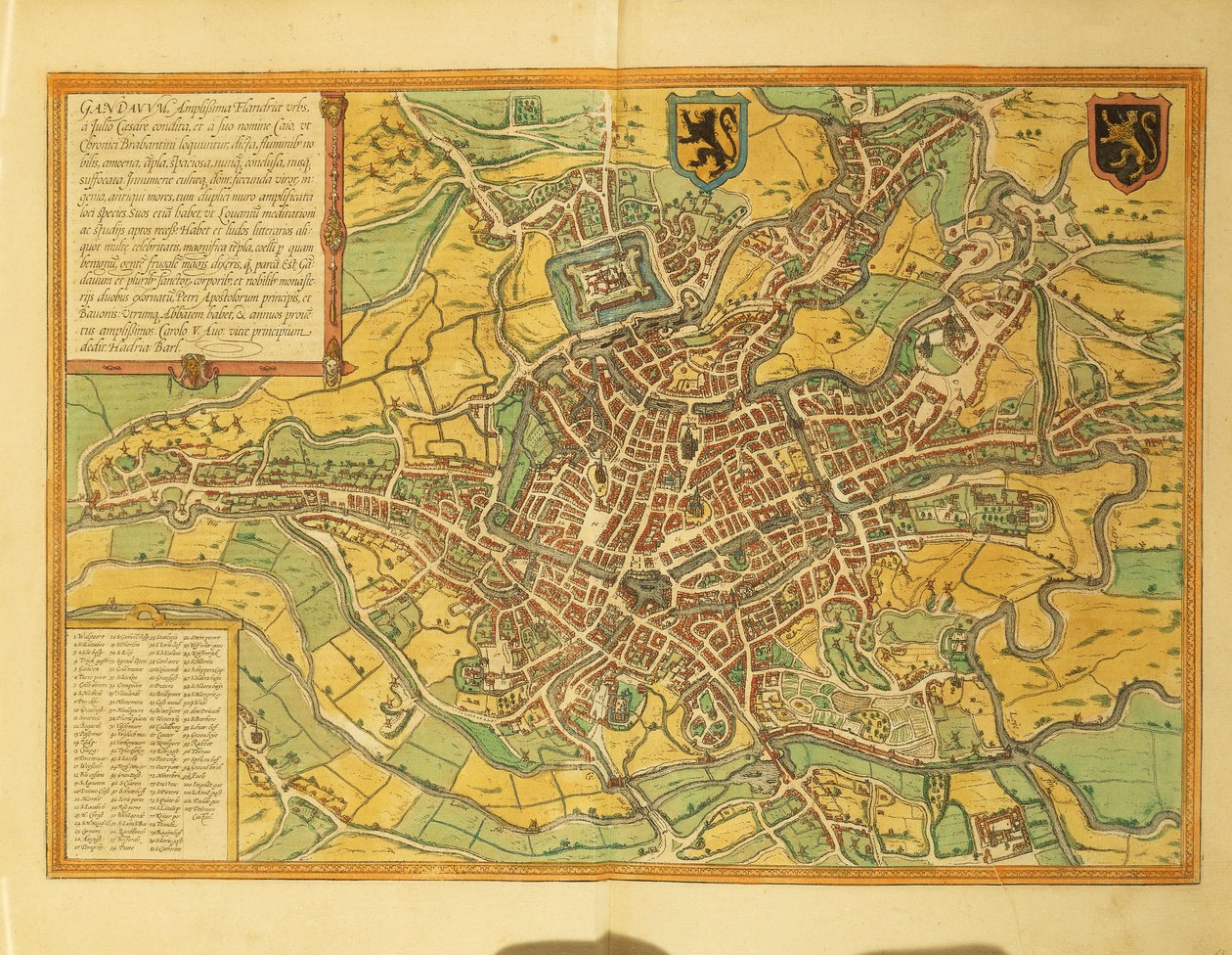 Map of Ghent, Gand from Civitates Orbis Terrarum by Georg Braun and Hogenberg Franz