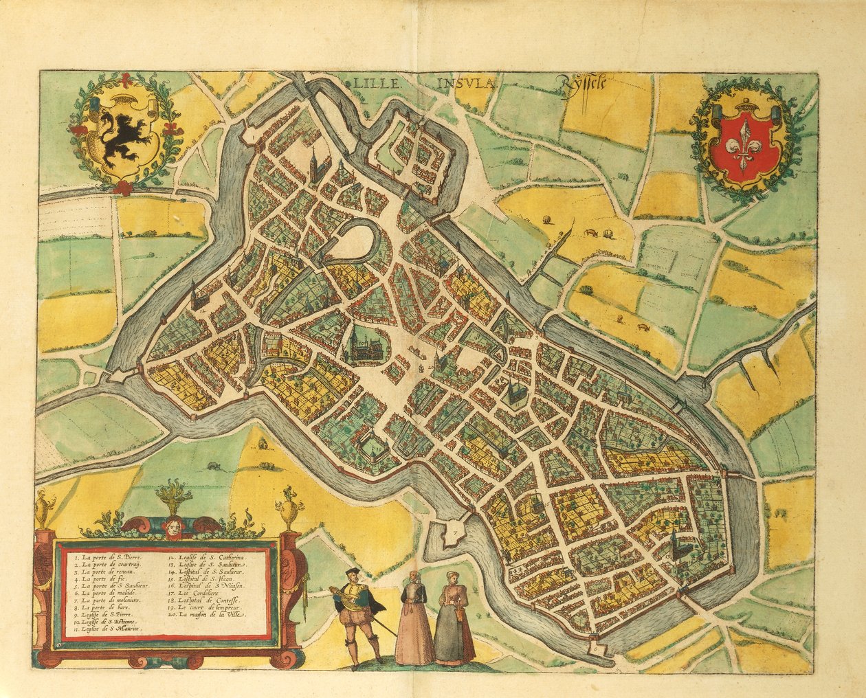 Map of Lille from Civitates Orbis Terrarum by Georg Braun by Georg Braun and Hogenberg Franz