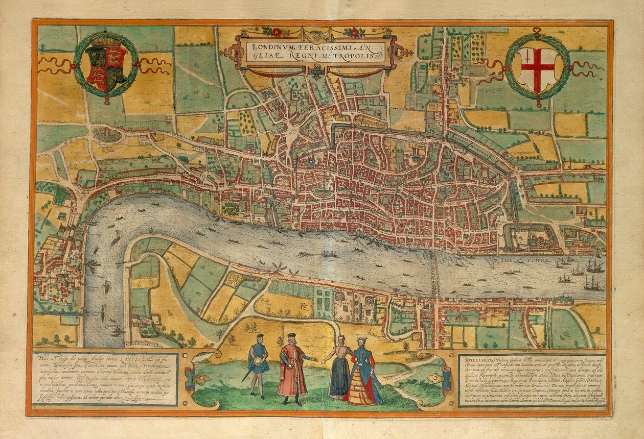Map of London from Civitates Orbis Terrarum by Georg Braun and Hogenberg Franz