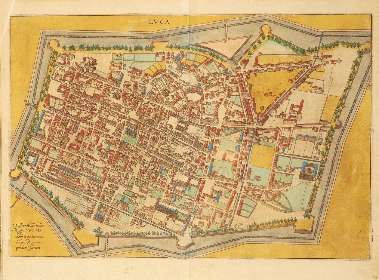 Map of Lucca from Civitates Orbis Terrarum by Georg Braun and Hogenberg Franz