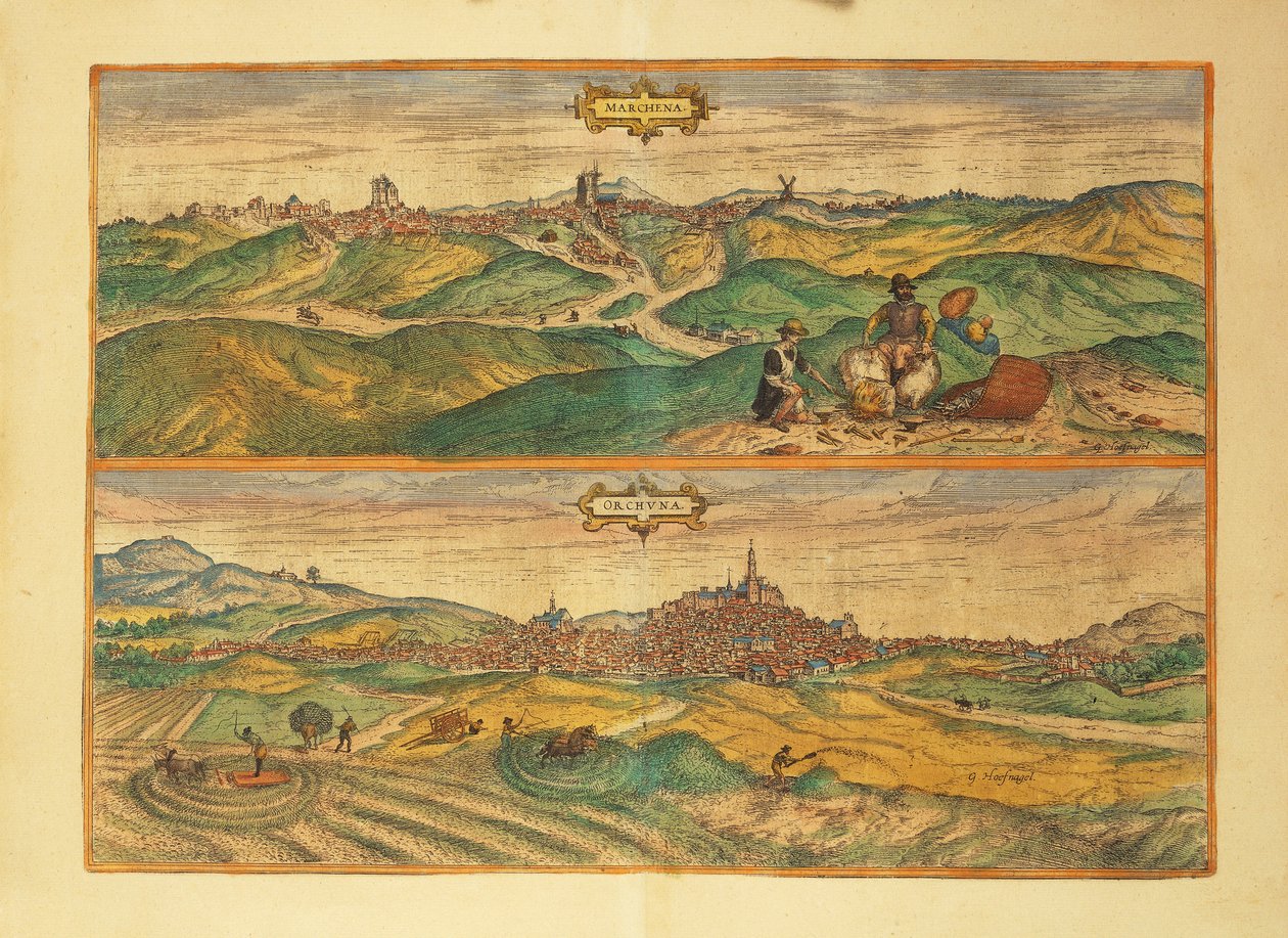 Map of Marchena and Osuna from Civitates Orbis Terrarum by Georg Braun and Hogenberg Franz