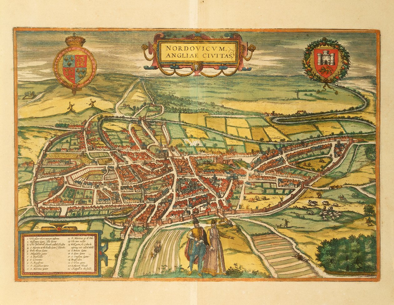 Map of Norwich from Civitates Orbis Terrarum by Georg Braun by Georg Braun and Hogenberg Franz