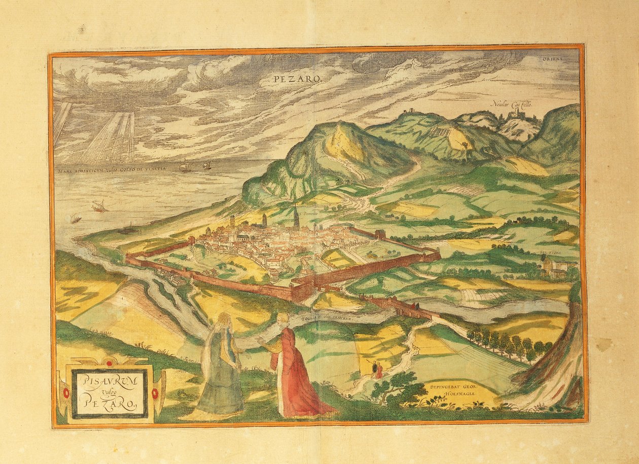Map of Pesaro from Civitates Orbis Terrarum by Georg Braun and Hogenberg Franz