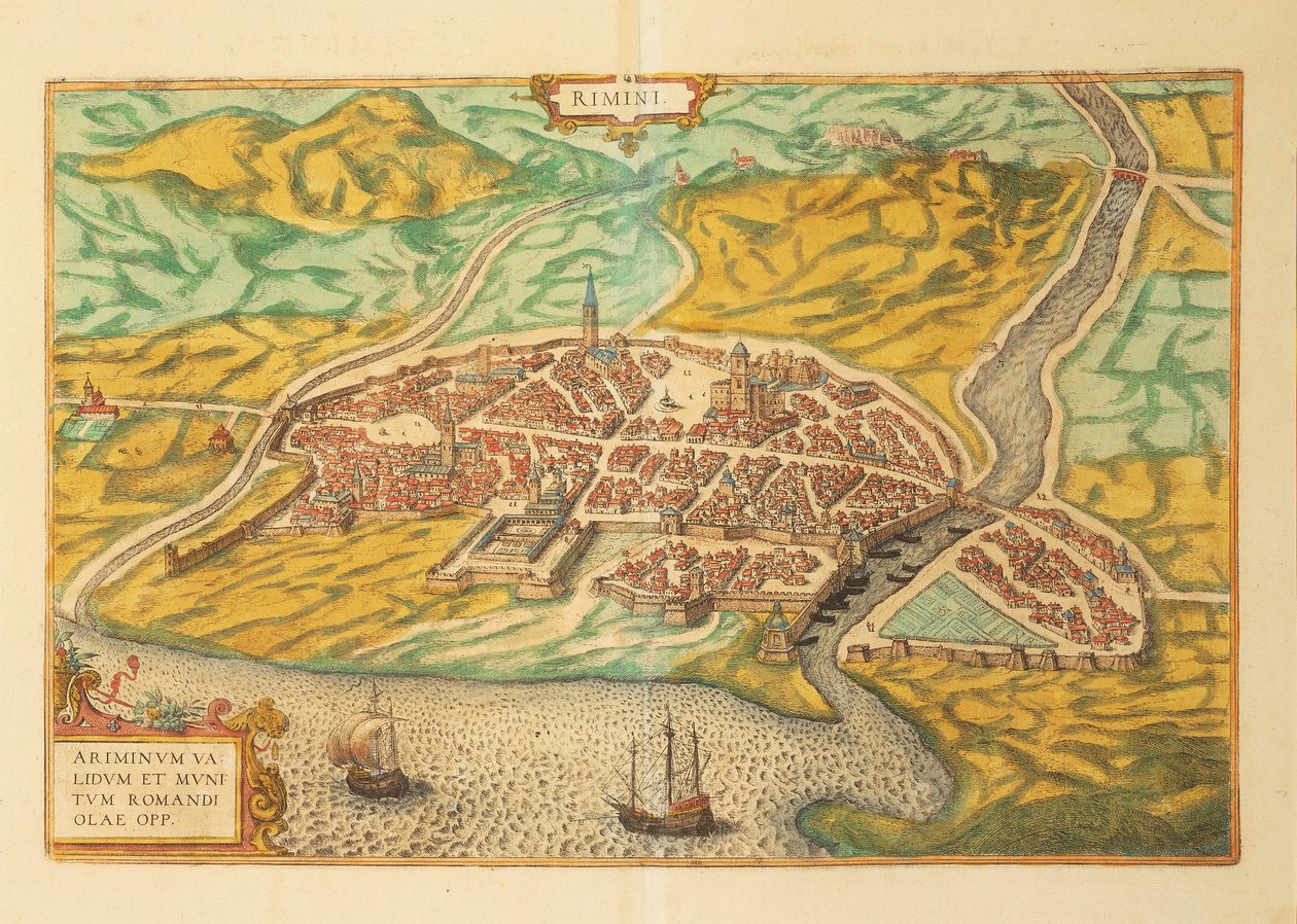 Map of Rimini from Civitates Orbis Terrarum by Georg Braun and Hogenberg Franz