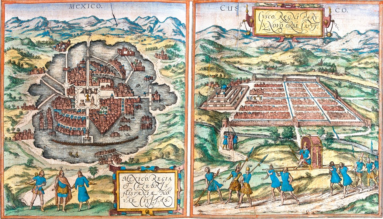 Mexico City, Cusco, Mexico by Georg and Hogenberg Franz (1535-90) Braun