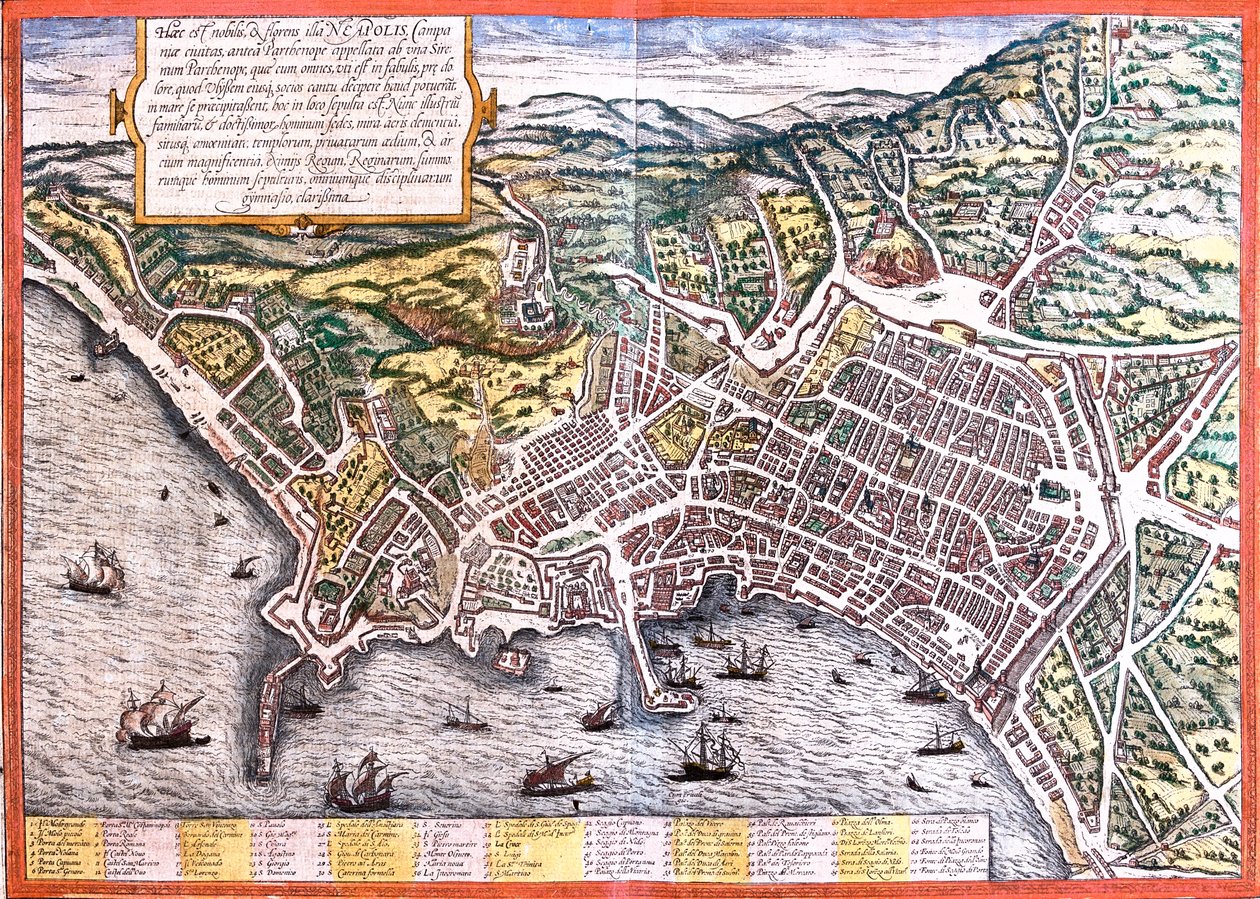Naples, Italy by Georg and Hogenberg Franz (1535-90) Braun
