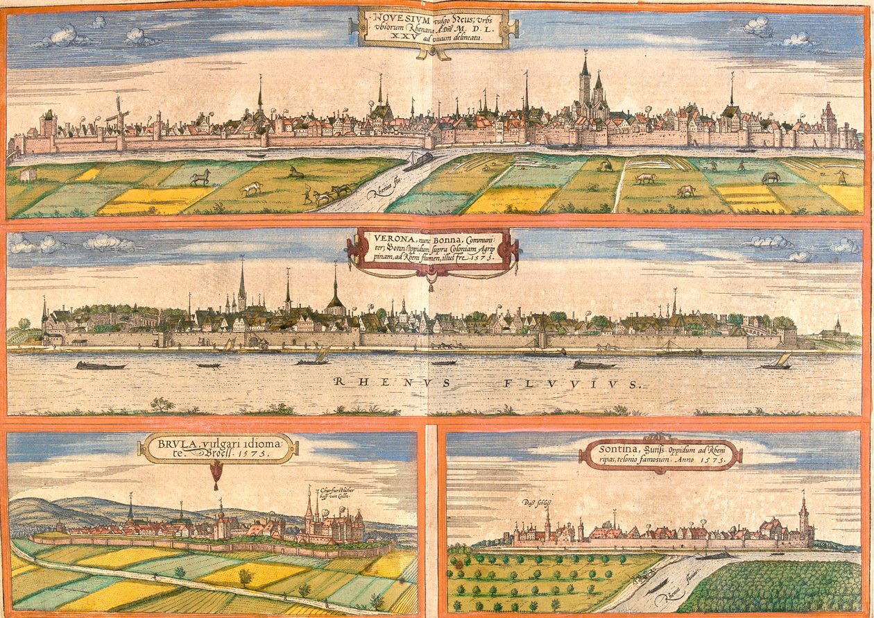 Neuss, Bonn, Brühl, Zons, Germany by Georg and Hogenberg Franz (1535 90) Braun