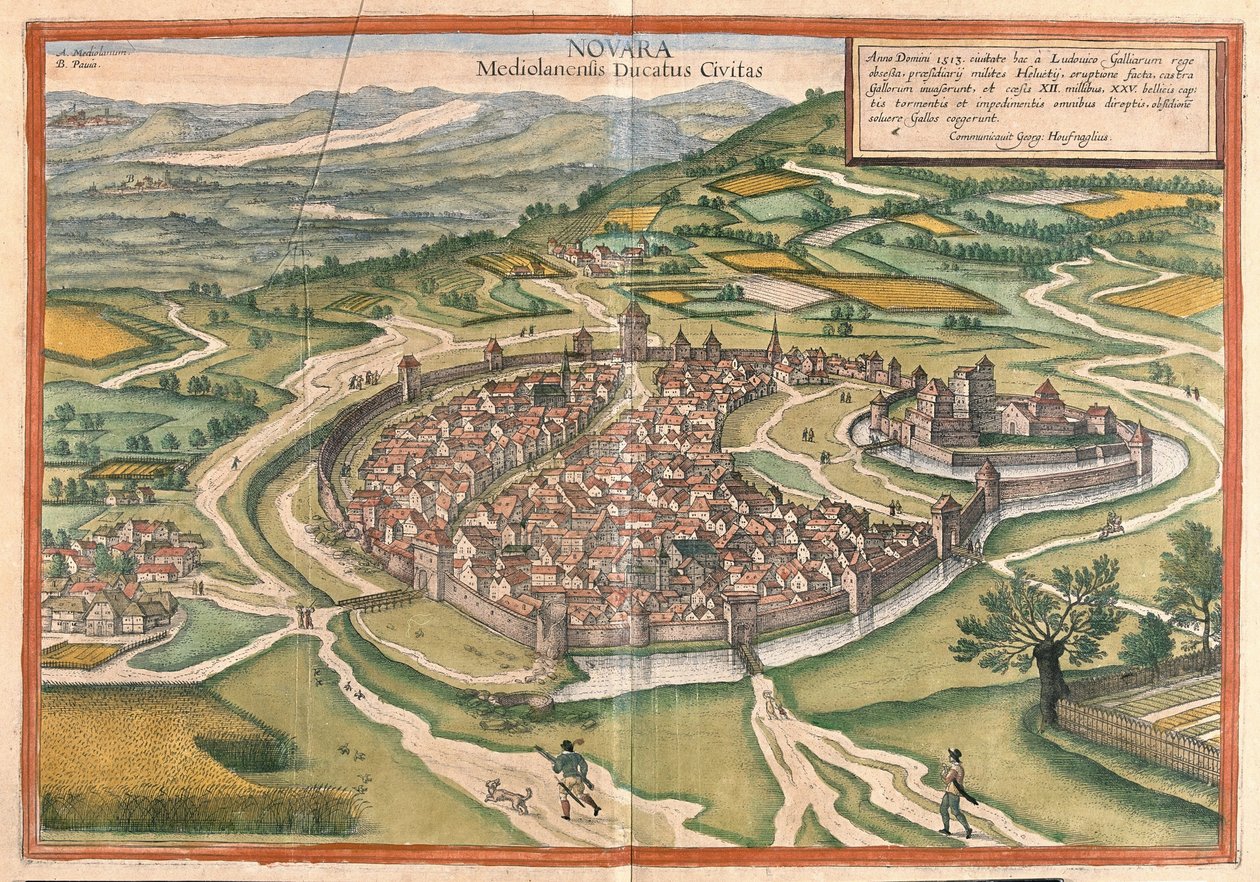 Novara, Piemont region, Italy by Georg Braun and Hogenberg Franz