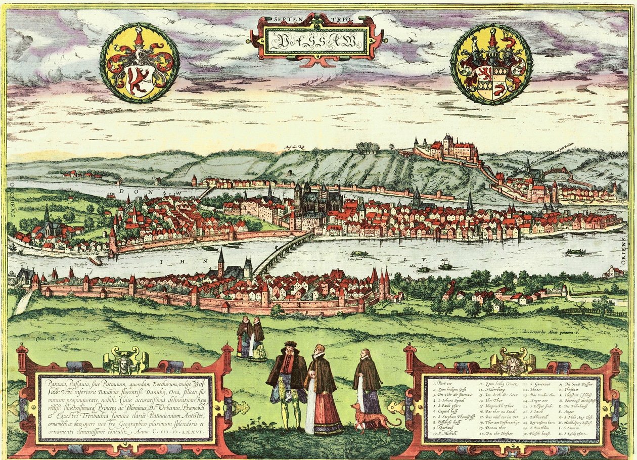 Passau, Germany by Georg and Hogenberg Franz (1535 90) Braun