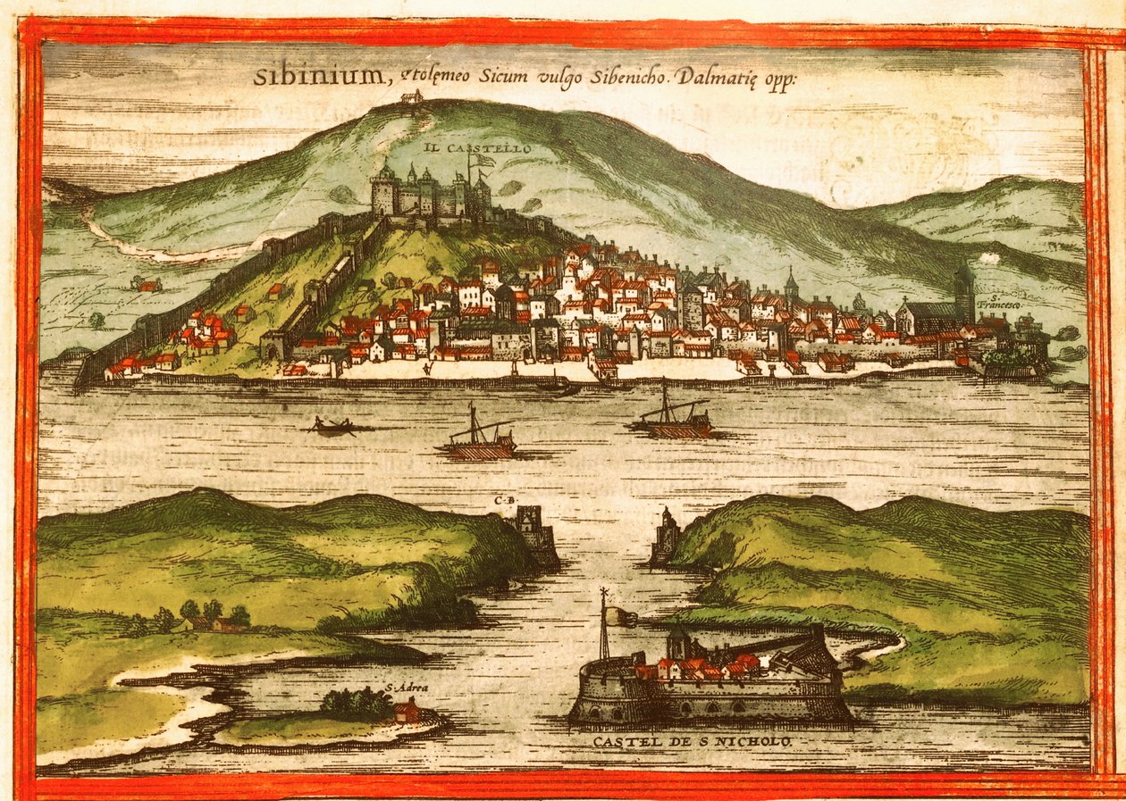 Sibenik, Croatia by Georg and Hogenberg Franz (1535 90) Braun