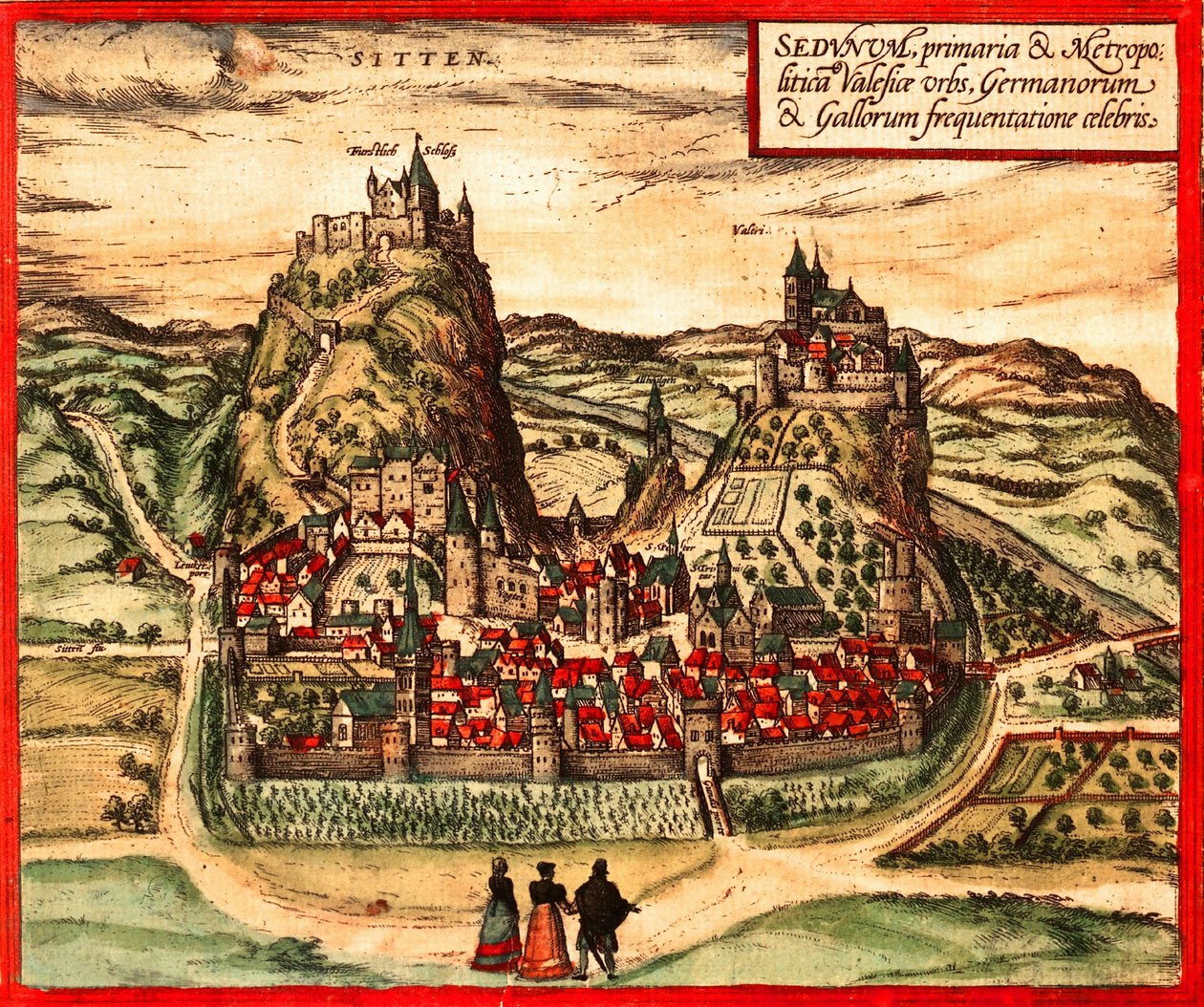 Sion, Switzerland by Georg and Hogenberg Franz (1535 90) Braun