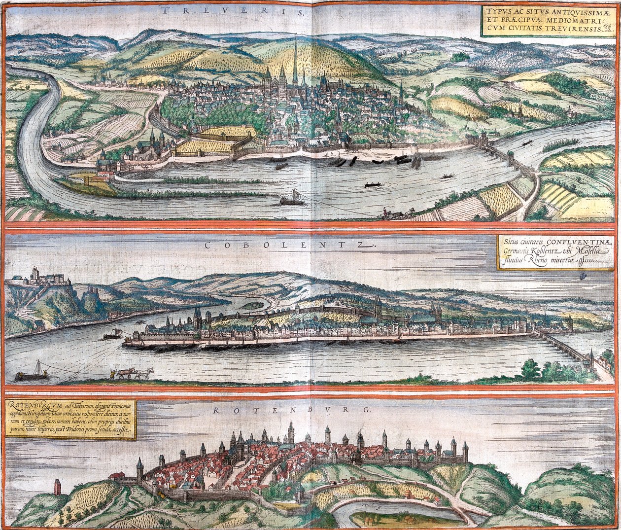 Trier, Coblenz, Rothenburg ob der Tauber, Germany by Georg and Hogenberg Franz (1535 90) Braun
