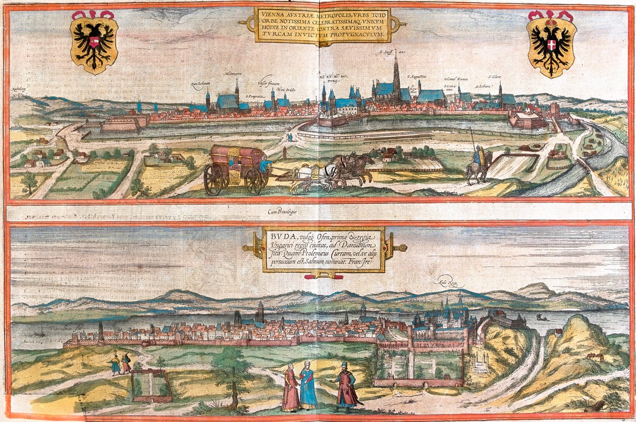 Vienna, Budapest, Austria, Hungary by Georg and Hogenberg Franz (1535 90) Braun