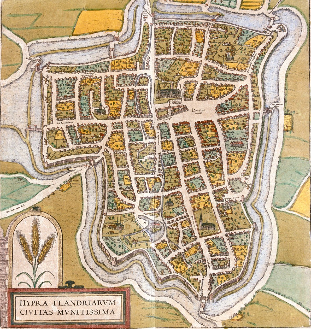 Ypres, Belgium by Georg and Hogenberg Franz (1535 90) Braun