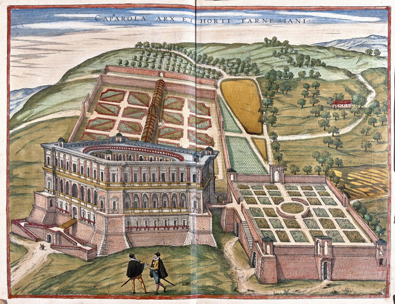 Caprarola palace and the Farnese gardens, Lazio, Italy by Georg Braun and Hogenberg Franz