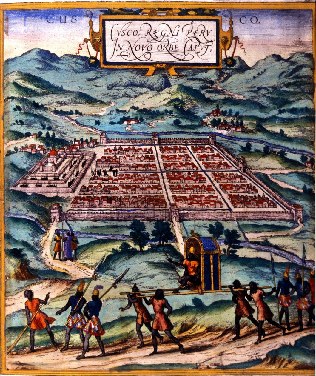 Cuzco, the Main Center of the Inca Civilization. Atlas de Braun & Hogenberg by Georg Braun and Hogenberg Franz