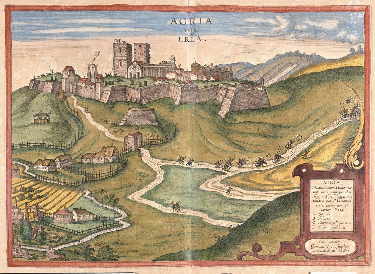 Eger, Hungary (engraving) by Georg Braun and Hogenberg Franz