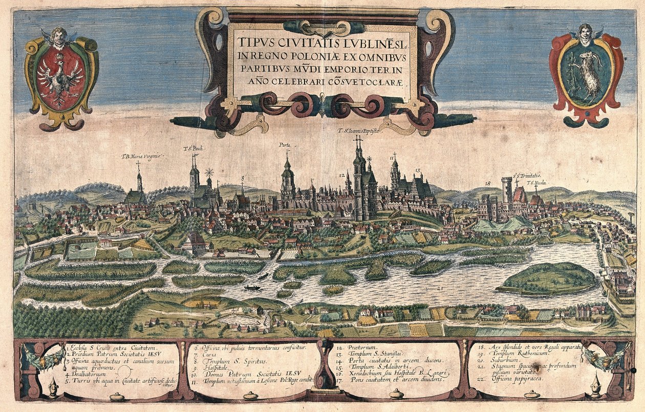 Lublin, Poland (engraving) by Georg Braun and Hogenberg Franz
