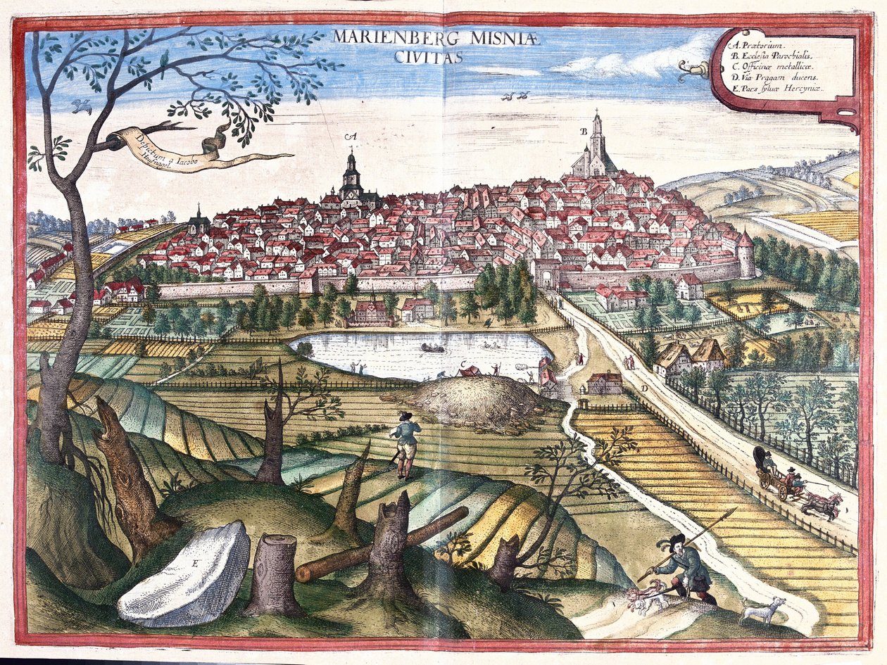 Marienberg, Saxony, Germany by Georg Braun and Hogenberg Franz